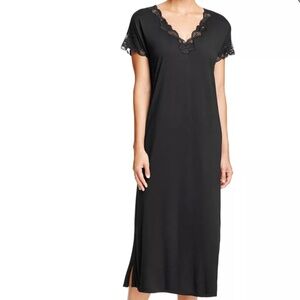 NATORI ZEN FLORAL LACE BLACK NIGHTGOWN SIZE LARGE